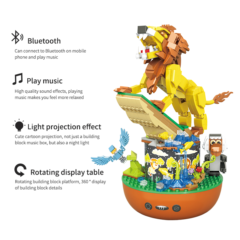 小颗粒蓝牙音乐盒积木套装，可发光可连接手机蓝牙，生日礼物家居装饰摆件