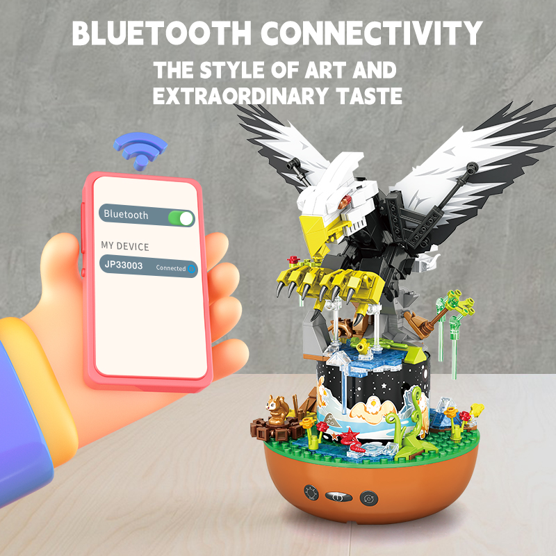 Small particle Bluetooth music box building block set, luminous can be connected to mobile phone Bluetooth, birthday gift home decoration ornaments