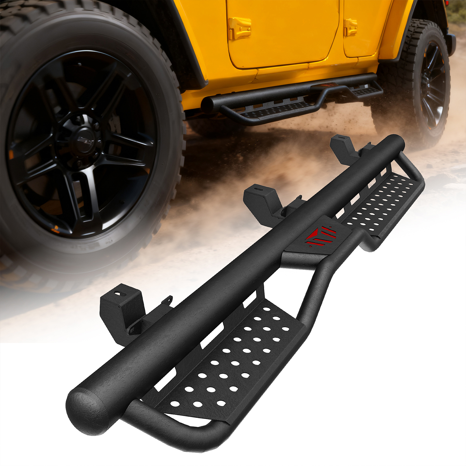 适用于 2018-2026 款 Jeep Wrangler JL 四门车型的 6 英寸粉末涂层侧踏板/脚踏板/防撞杆