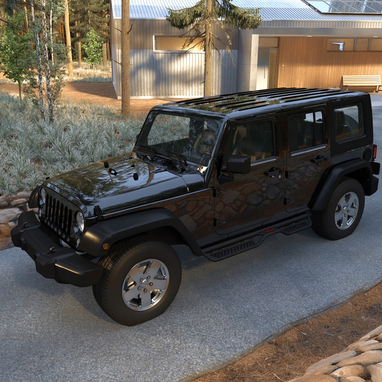 用于 07-18 款 Jeep Wrangler JK Unlimited 四门车型的侧踏板/下拉式踏板/脚踏板/防撞杆