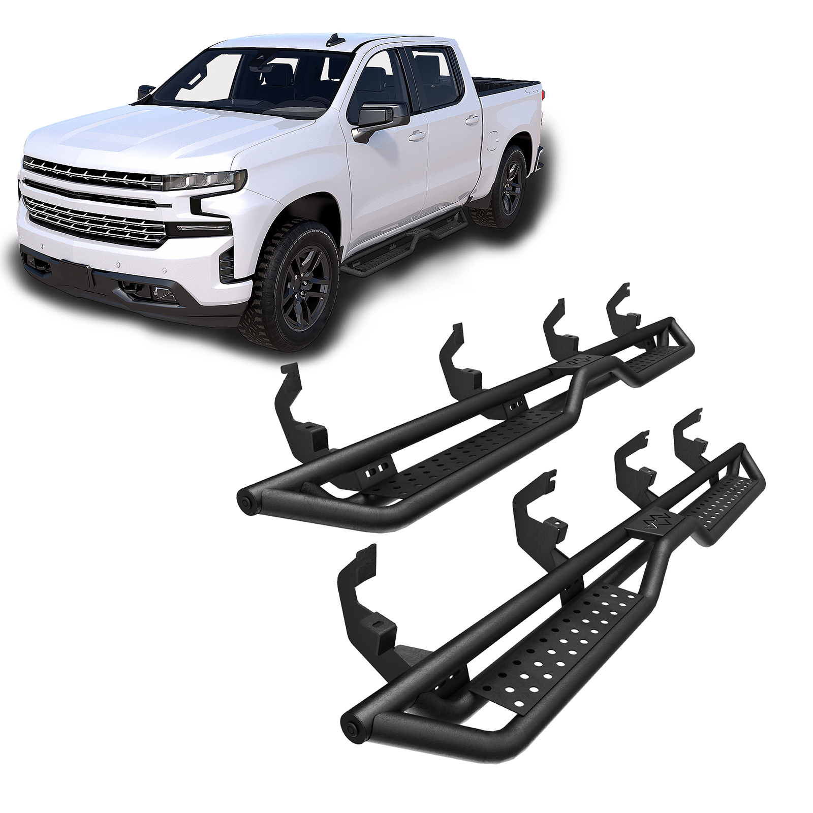 适用于 2019-2026 款雪佛兰 Silverado/GMC Sierra 1500 Crew Cab 的侧踏板/脚踏板/防撞杆 