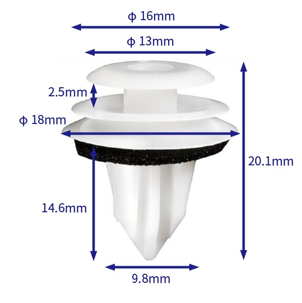 汽车卡扣紧固件(100个/包) Toyota:90467-09206;75867-30130;Mitsubishi:MU000571;90467-A0005; Tesla:1047307-00-A (Automotive Clip Fastener)