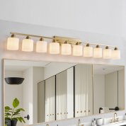 65-inch golden bathroom lamp, modern bathroom dresser lamp, with milky white glass lampshade, Gold