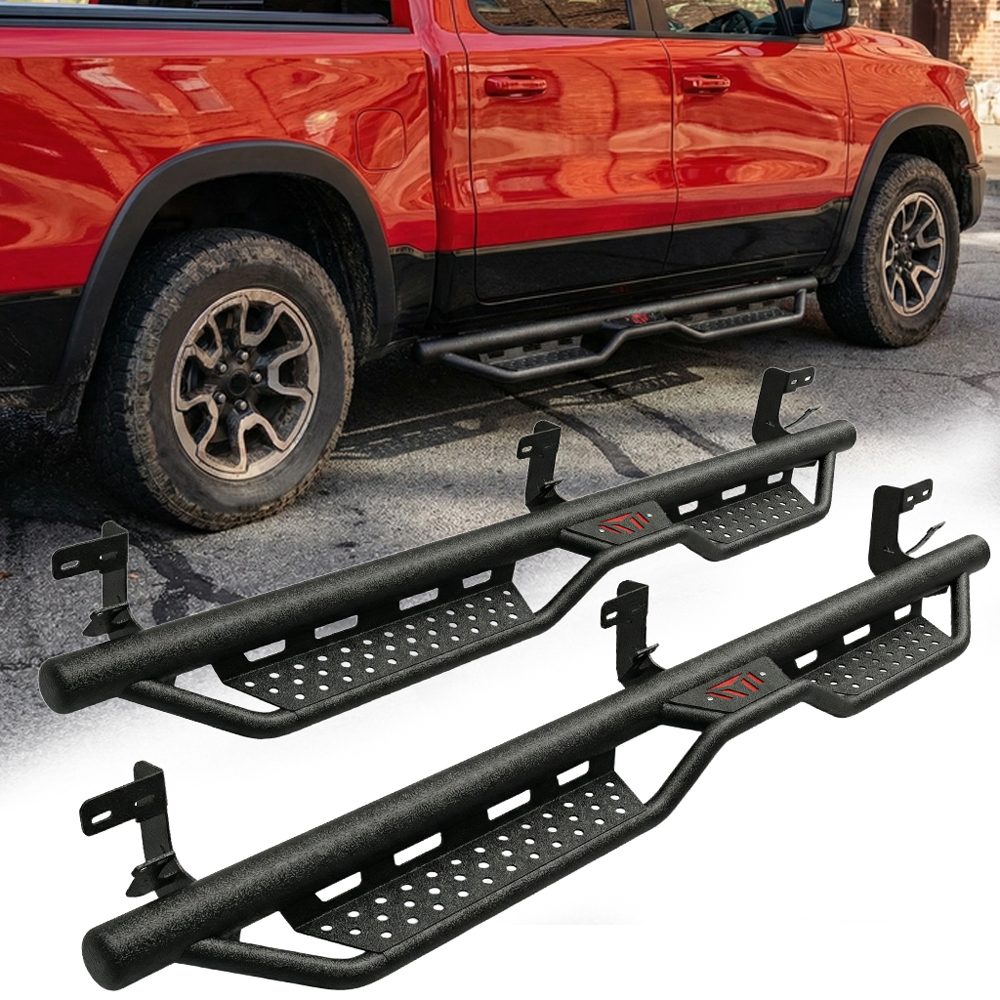 适用于 2009-2018 款道奇 Ram 1500、2019-2024 款 1500 Classic、2010-2026 款 Ram 2500 和 3500 Crew Cab 车型，配备重型钢制双踏板。 