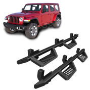 适用于 18-26 款 Jeep Wrangler JL 的黑色粉末涂层侧踏板 