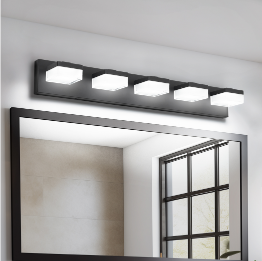 Зеркало для ванной комнаты, светодиодный светильник для зеркала, 5 головок лампы, современный черный свет для ванной