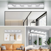 現代のクロム色led化粧台ランプ、5つの壁掛け型ssダウンライトは浴室と鏡に適しており、シンプルでスタイリッシュなデザインです